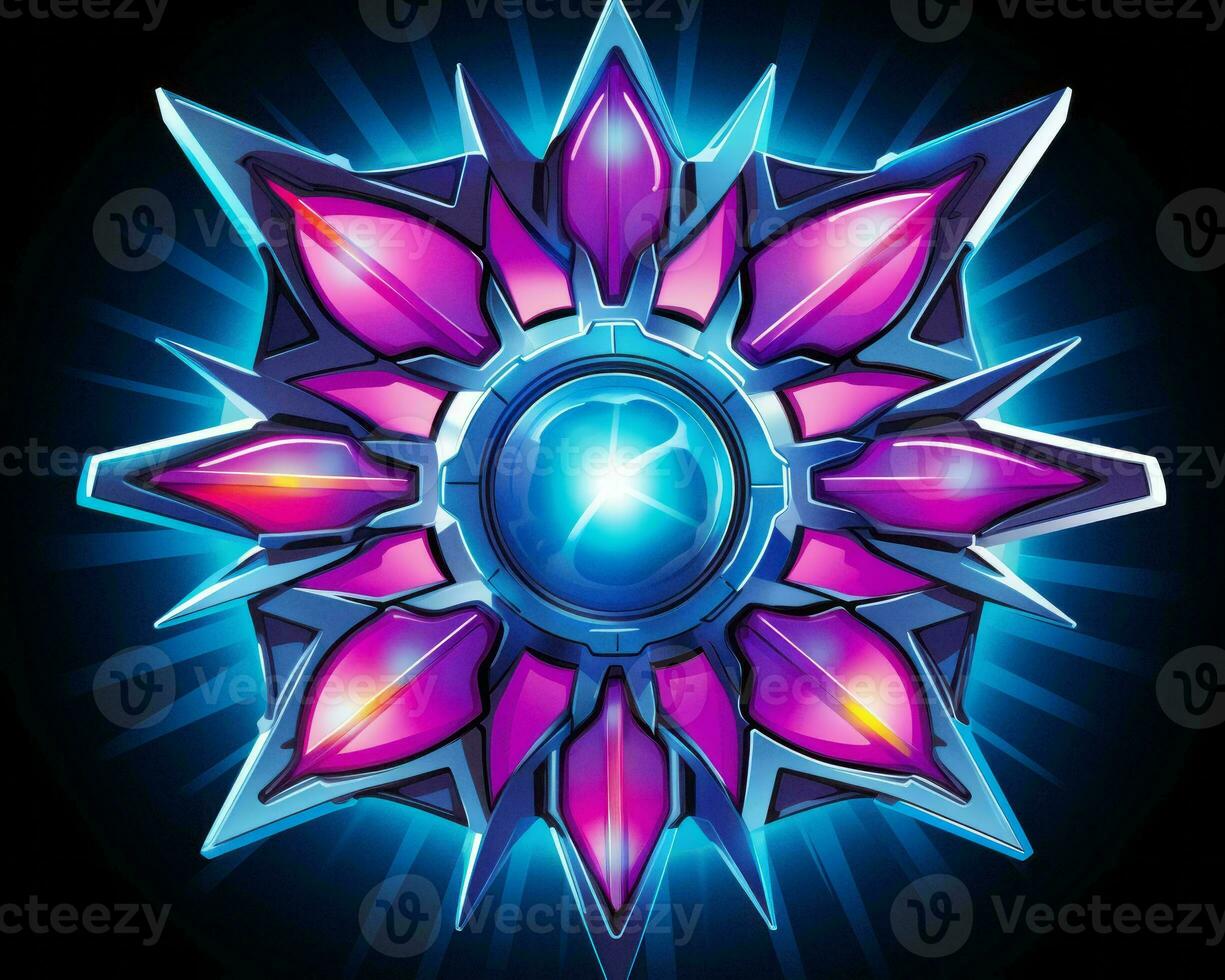 a purple star with blue and pink crystals on it generative ai photo