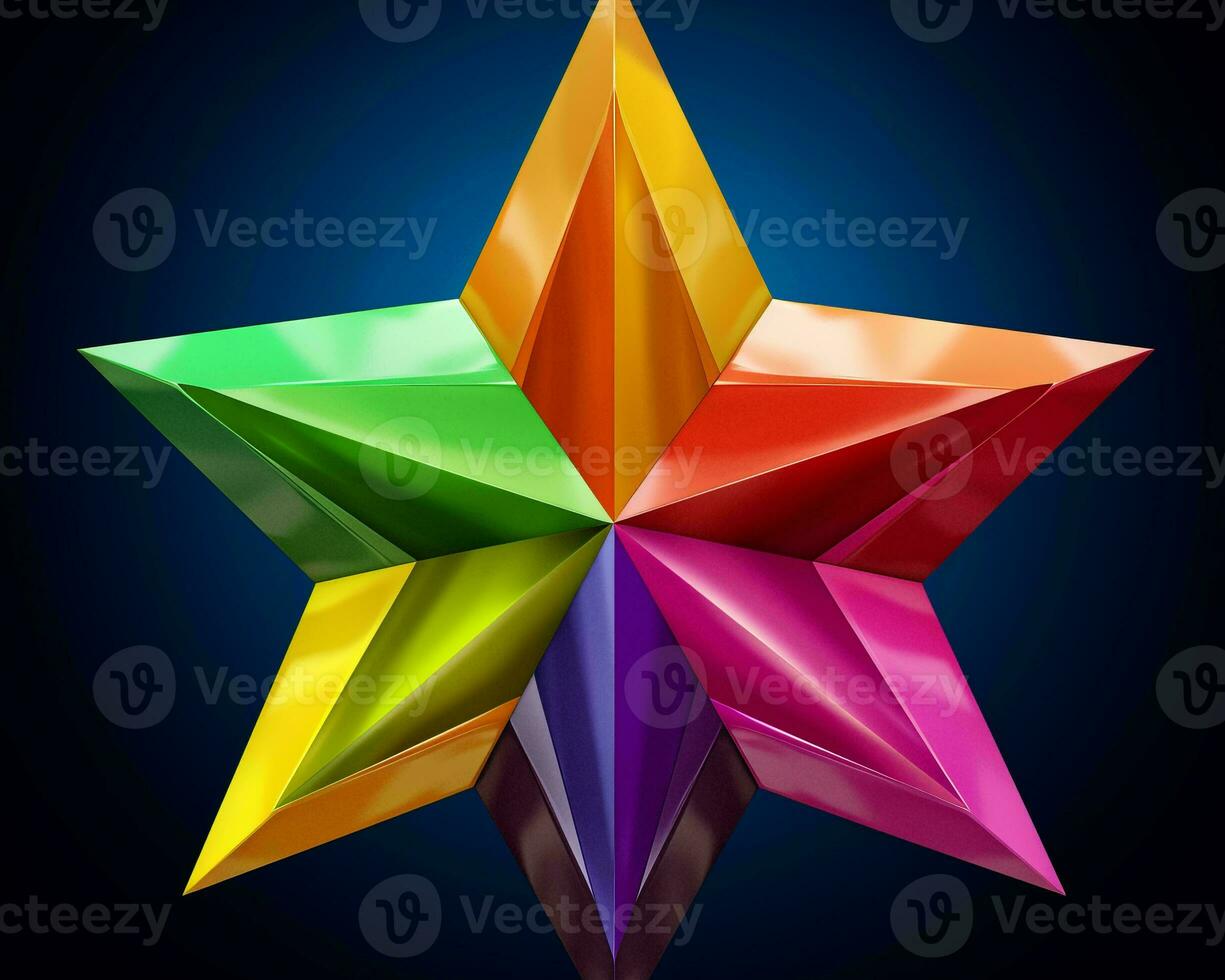 a rainbow colored star on a black background generative ai photo