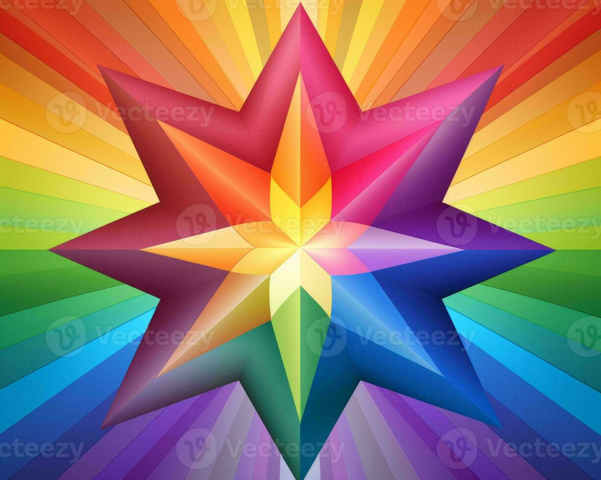 a rainbow colored star on a colorful background generative ai photo
