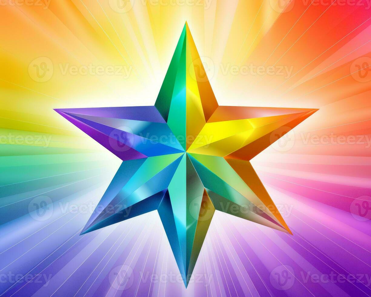 a rainbow colored star on a bright background generative ai photo