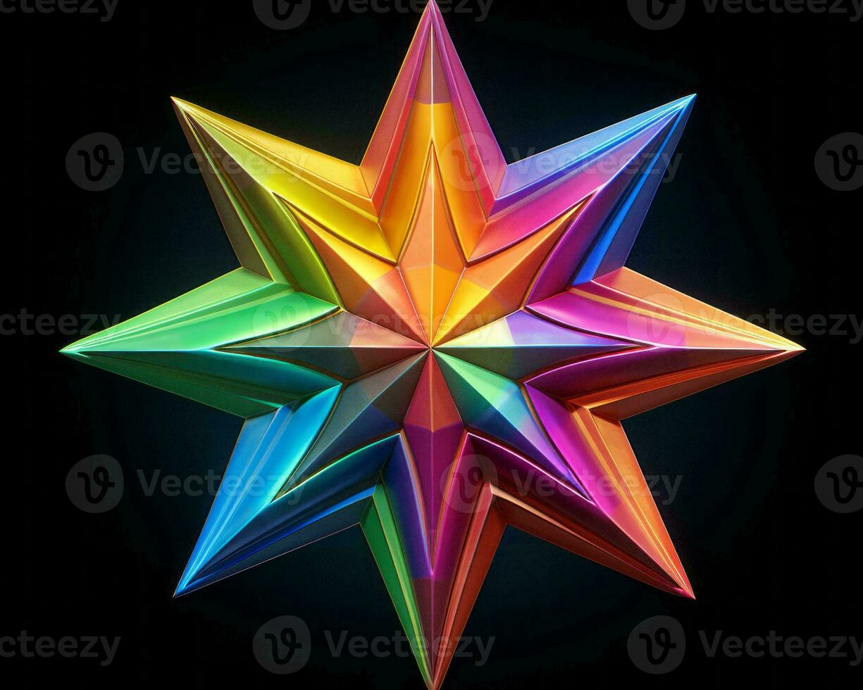 a rainbow colored star on a black background generative ai photo