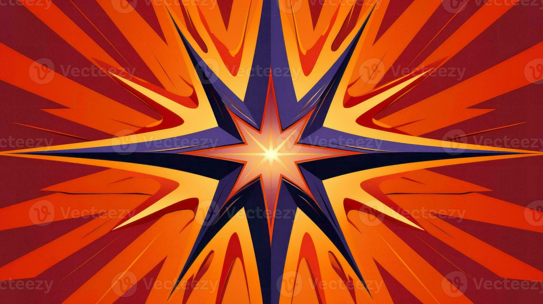 a red and orange starburst on a red background generative ai photo
