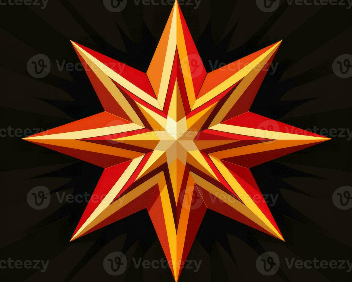 a red and yellow star on a black background generative ai photo