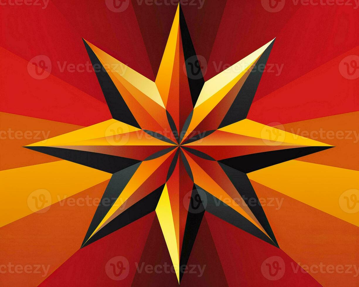 a red orange and yellow star on a red background generative ai photo