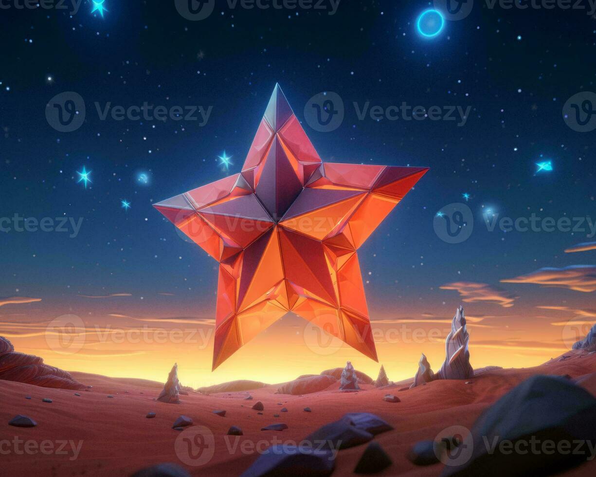 a red star in the middle of a desert generative ai photo