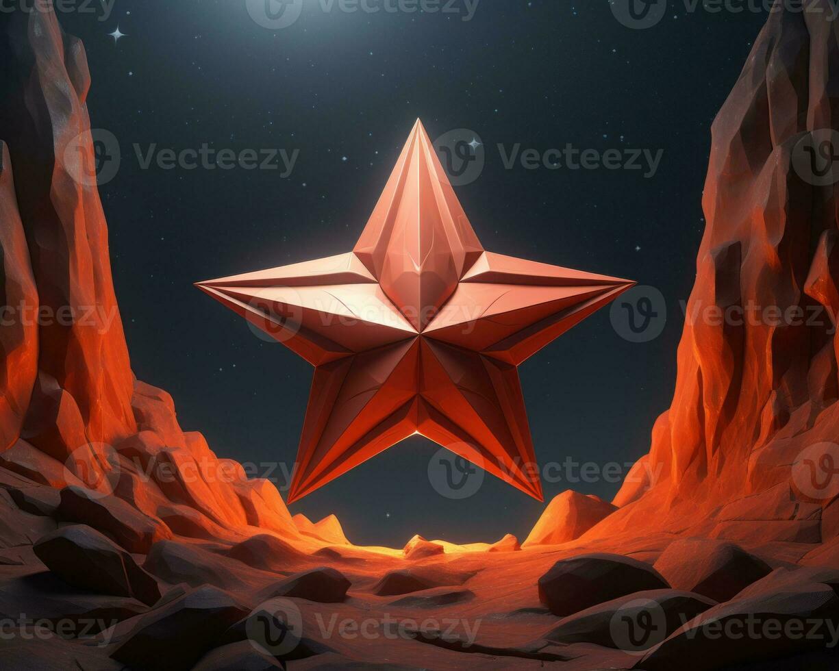 a red star in the middle of a desert generative ai photo
