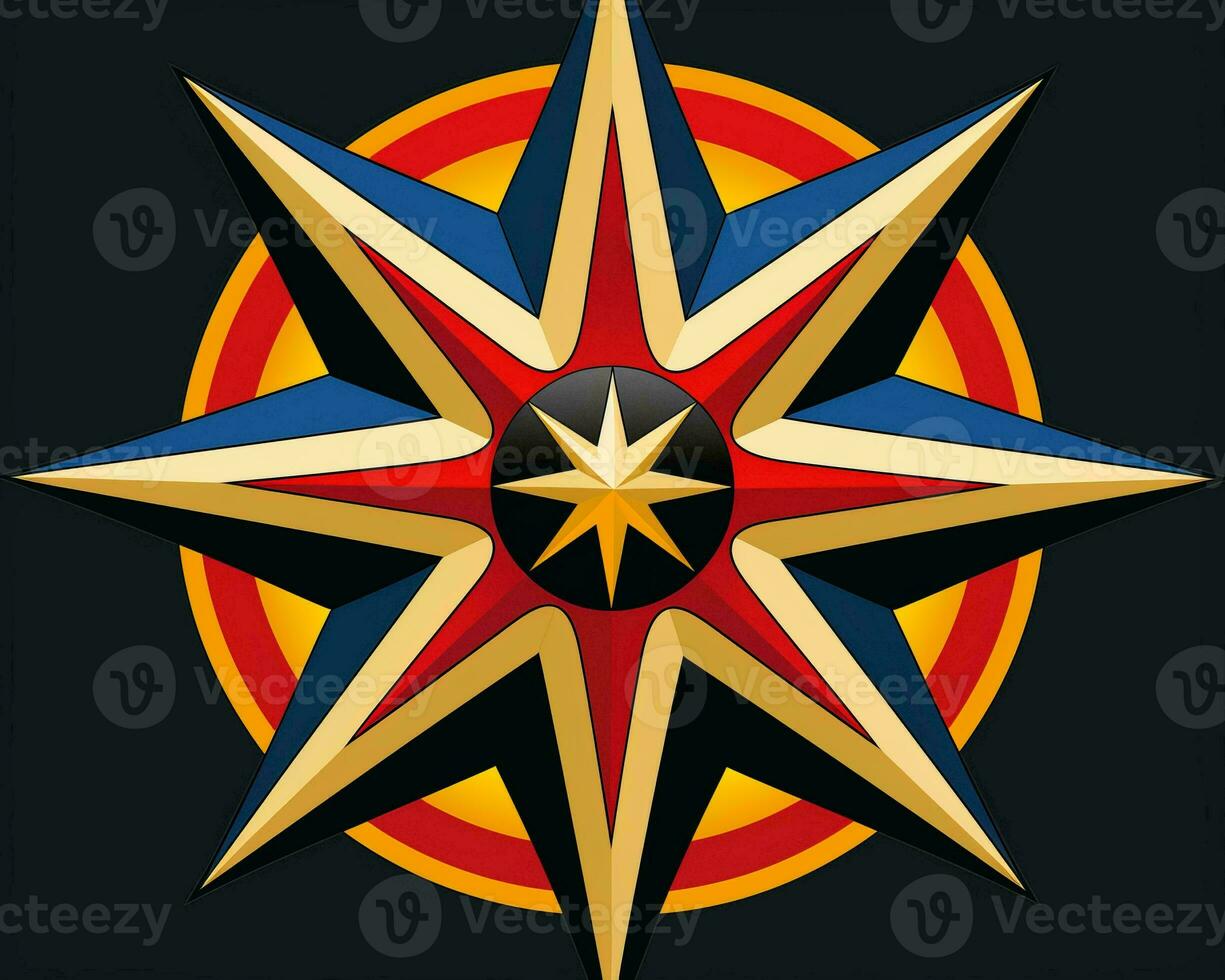a red yellow and blue star on a black background generative ai photo