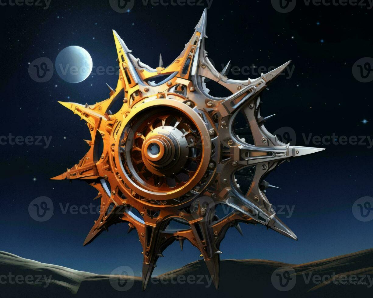 a sci - fi art piece with a sun in the background generative ai photo