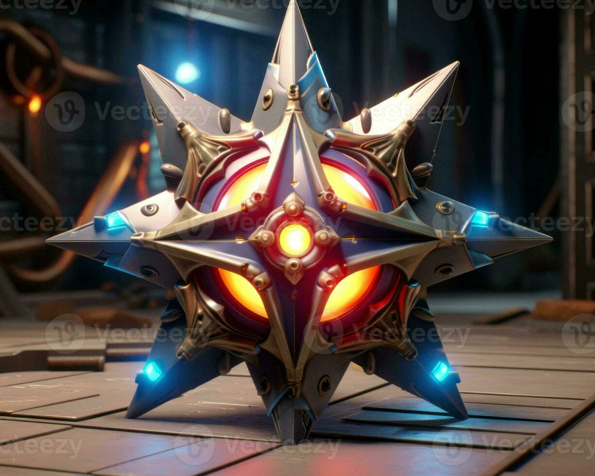 a star shaped object with glowing lights on it generative ai photo