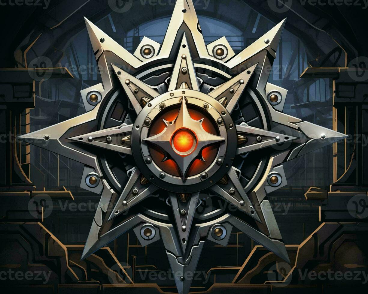 a star shaped object with an orange light in the center generative ai photo