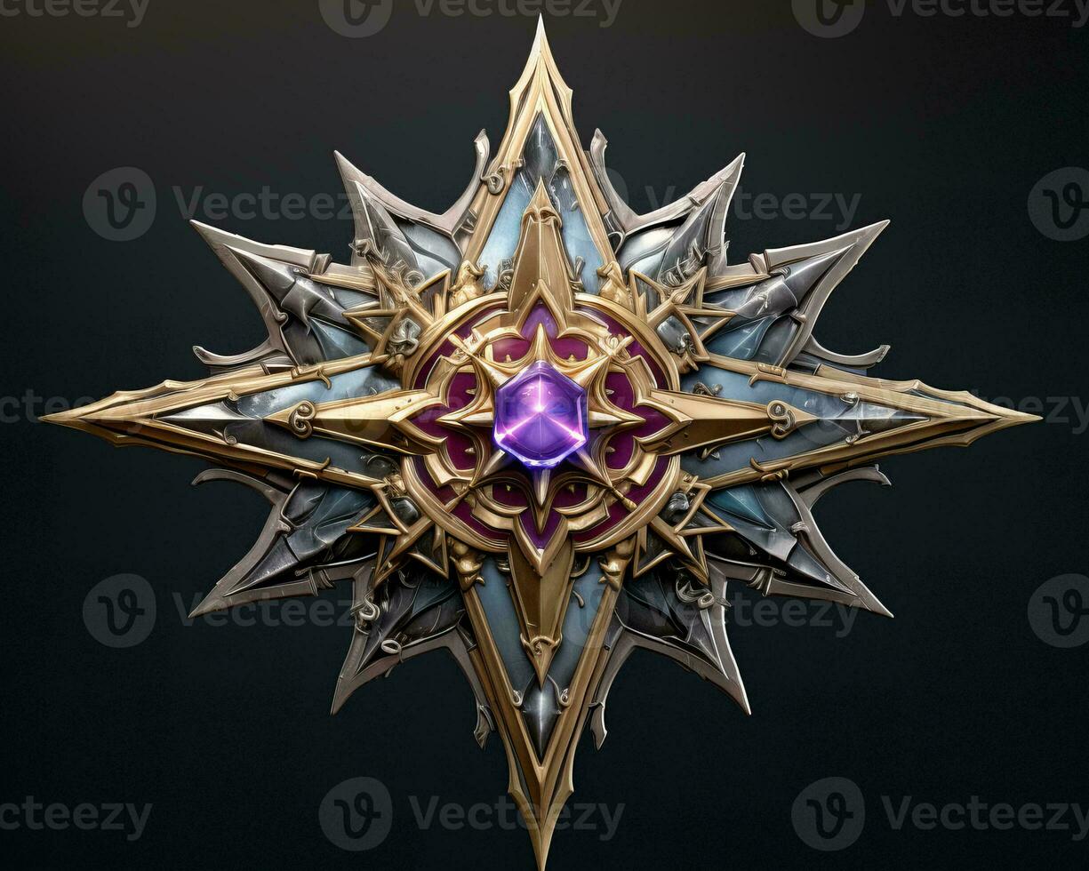 a star with a purple stone in the center generative ai photo