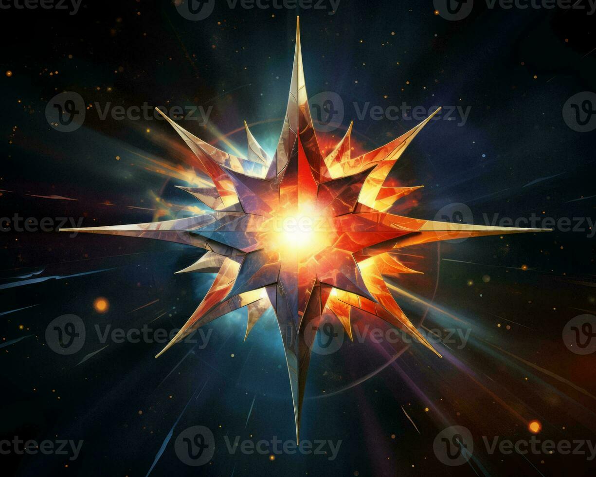 a star with a bright light coming out of it generative ai photo