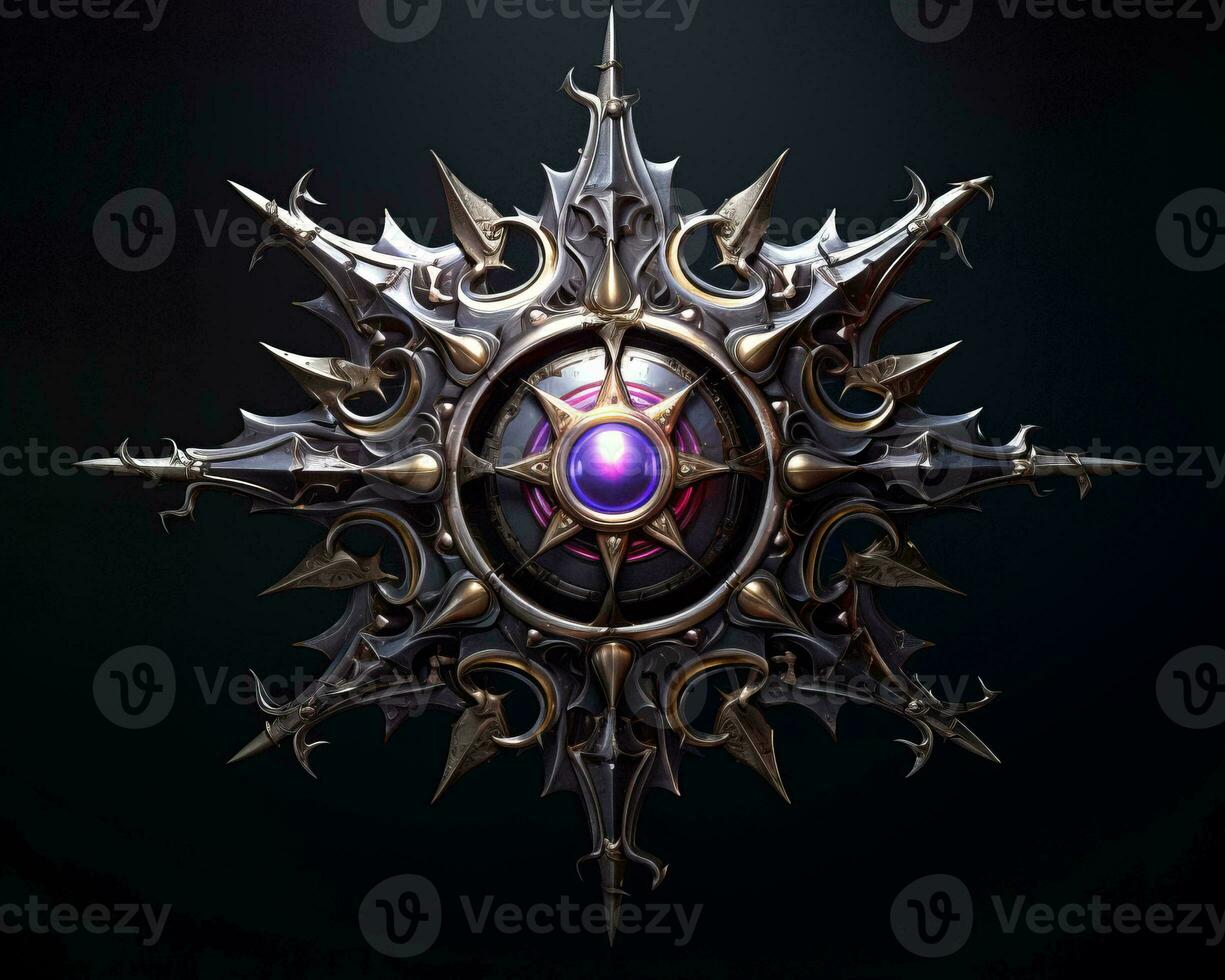 a star with purple crystals on it generative ai photo
