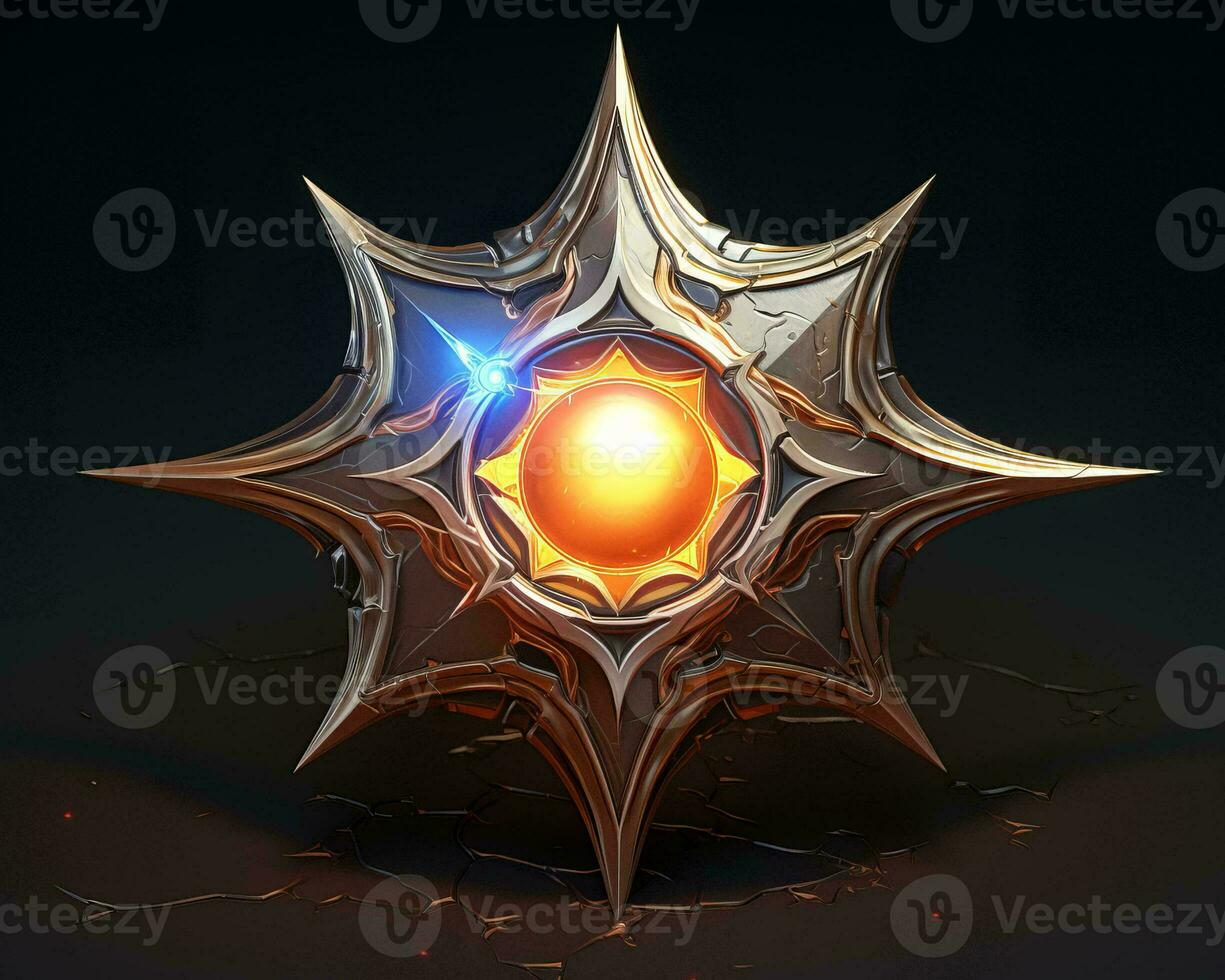 a star with an orange orb on top of it generative ai photo