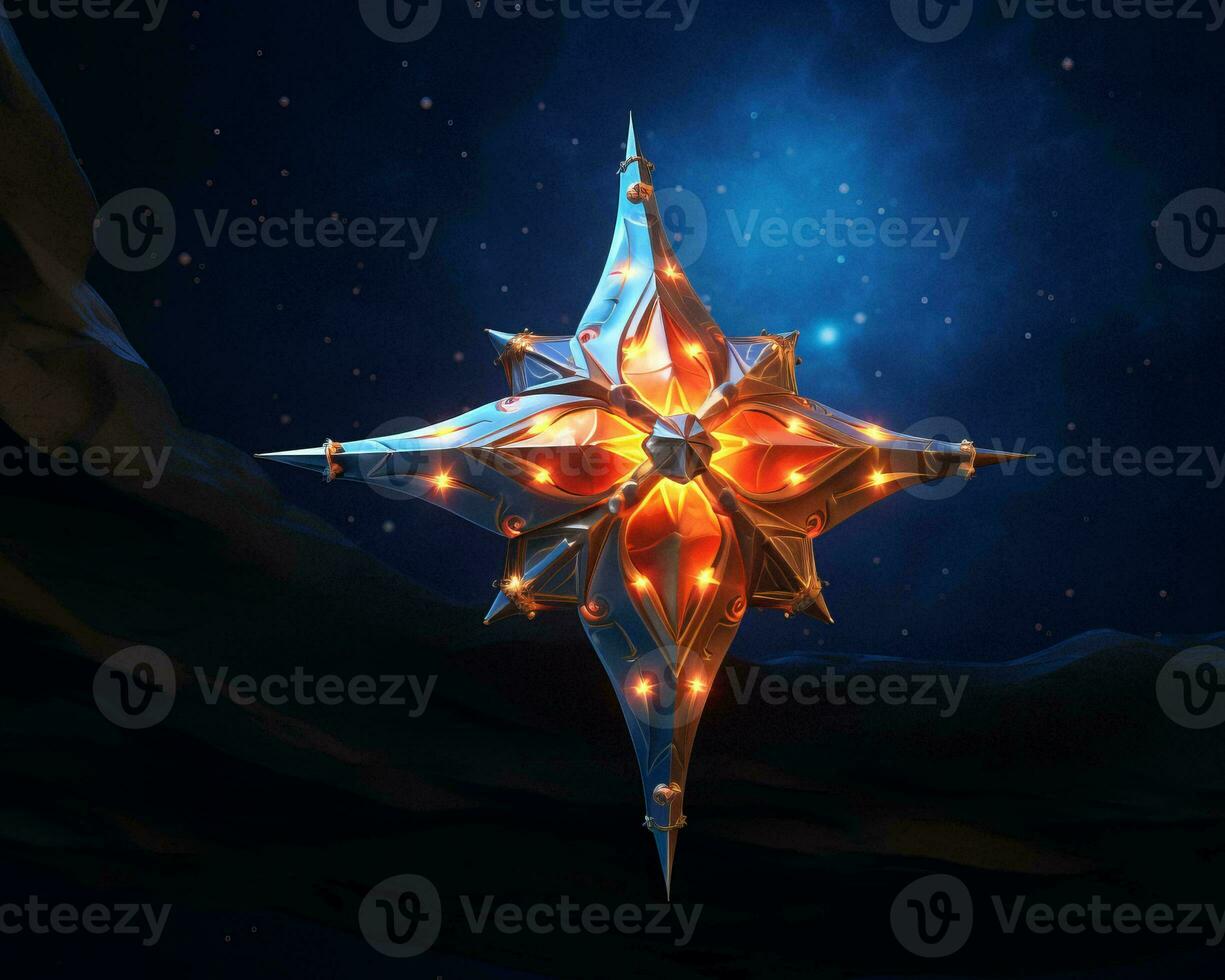 a star with glowing lights on it in the night sky generative ai photo