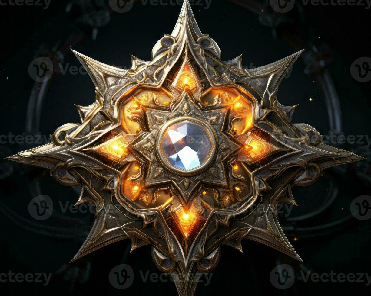 a star with a diamond in the center of it generative ai photo
