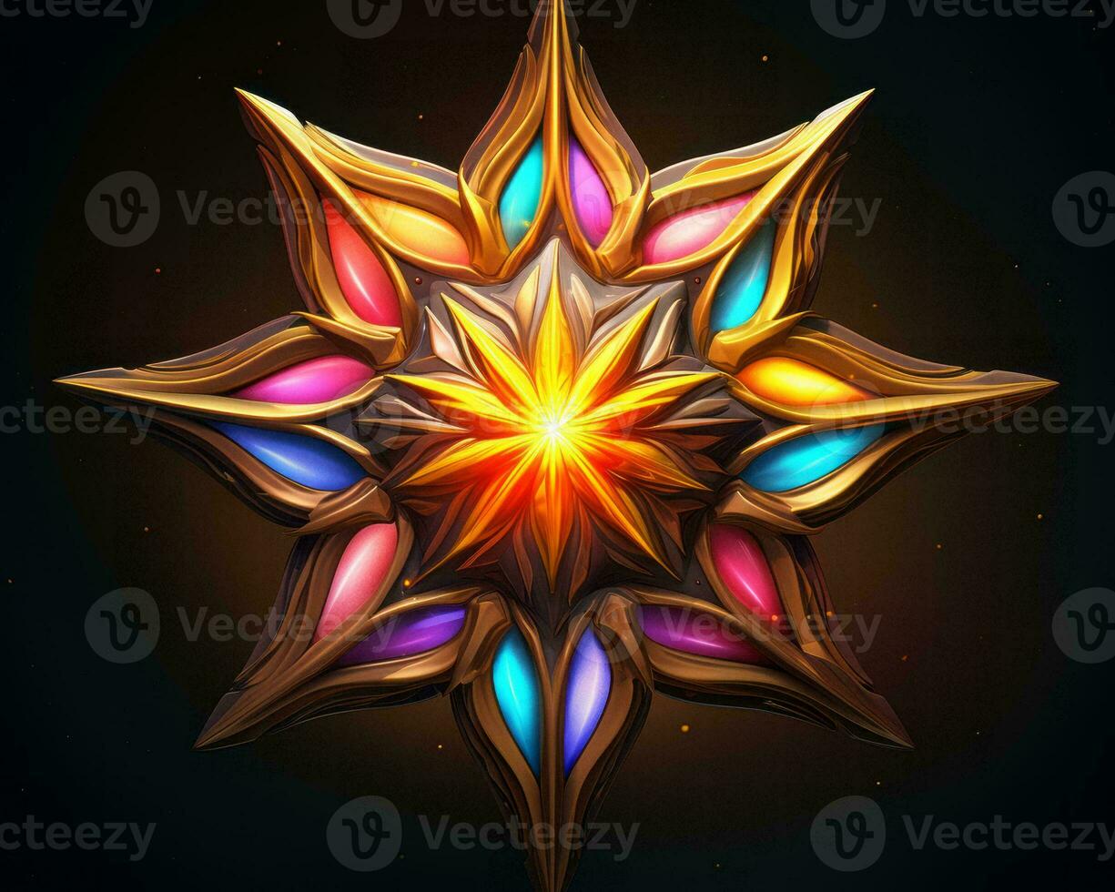 a star with colorful lights on it generative ai photo