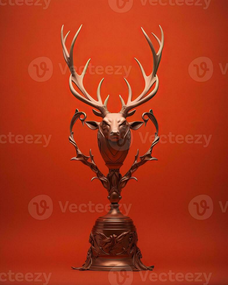 a trophy with a deer head on top of it generative ai photo