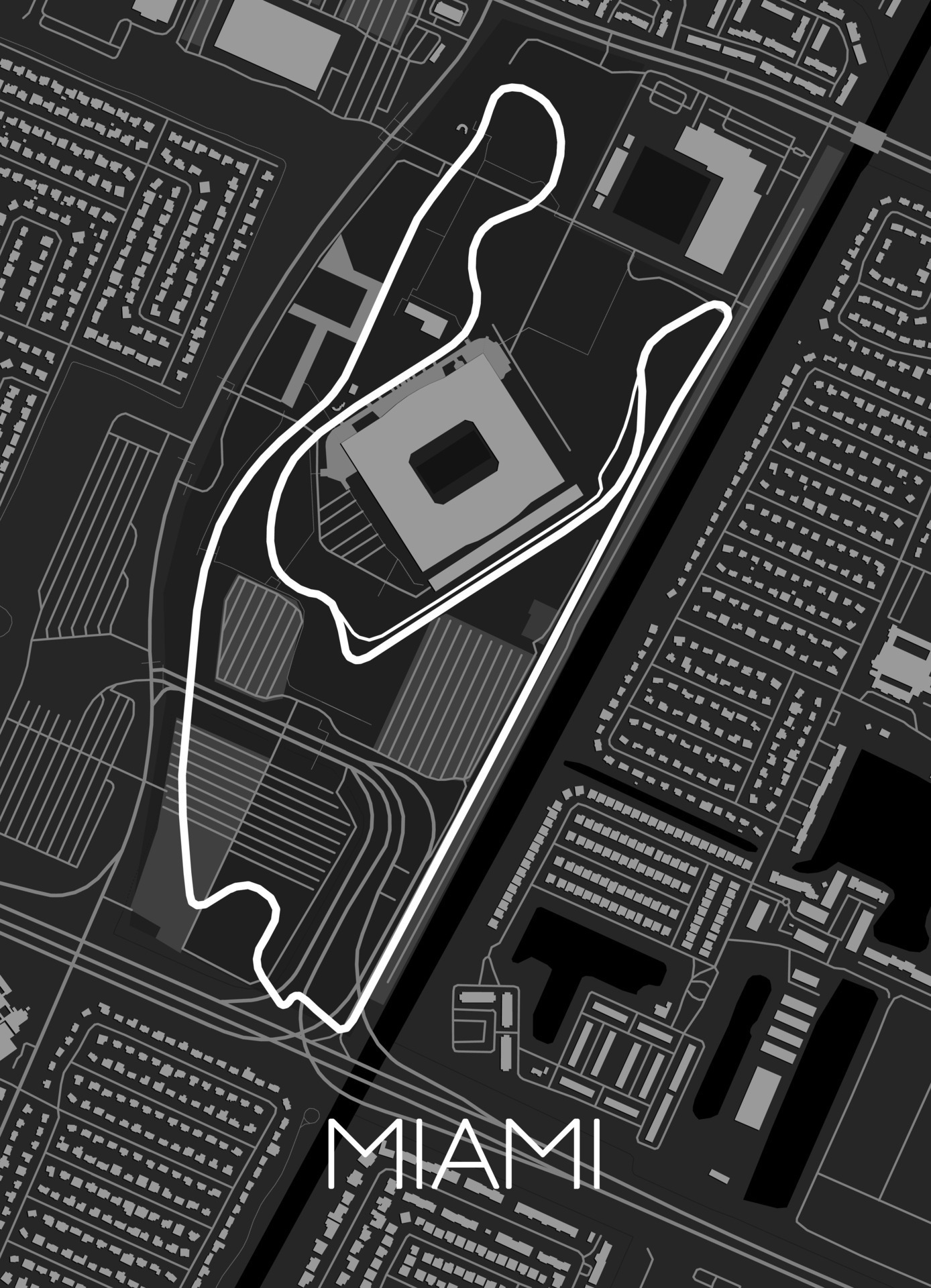 Miami International Autodrome Track Map for Poster Wall Art 28380742