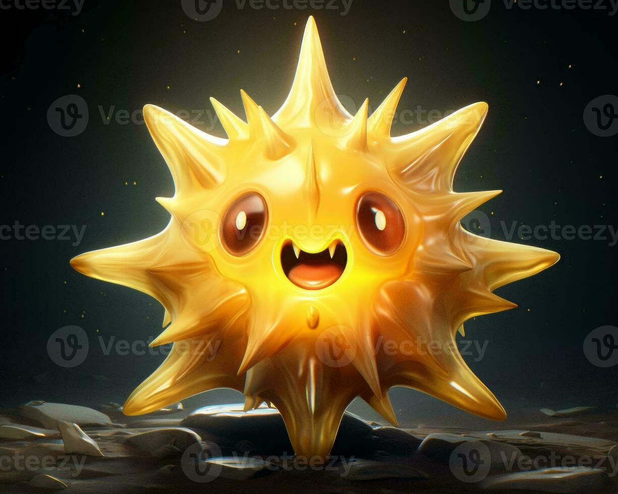 a yellow star with a big smile on its face generative ai photo