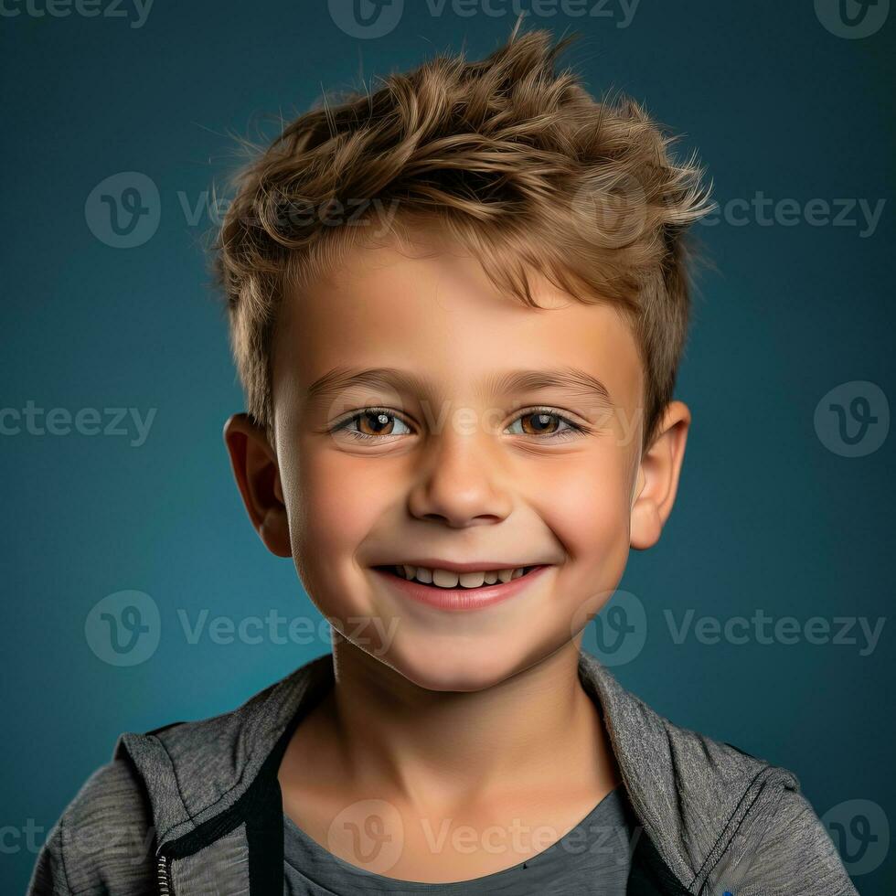 a young boy with a smile on his face generative ai photo