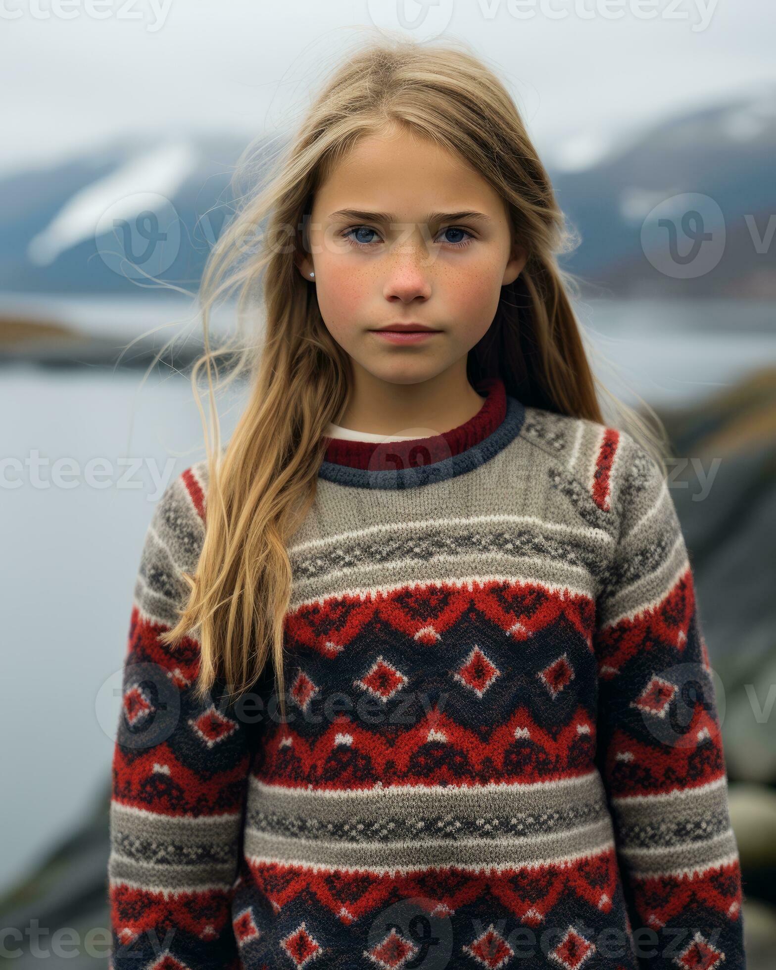 Girl wearing store a sweater