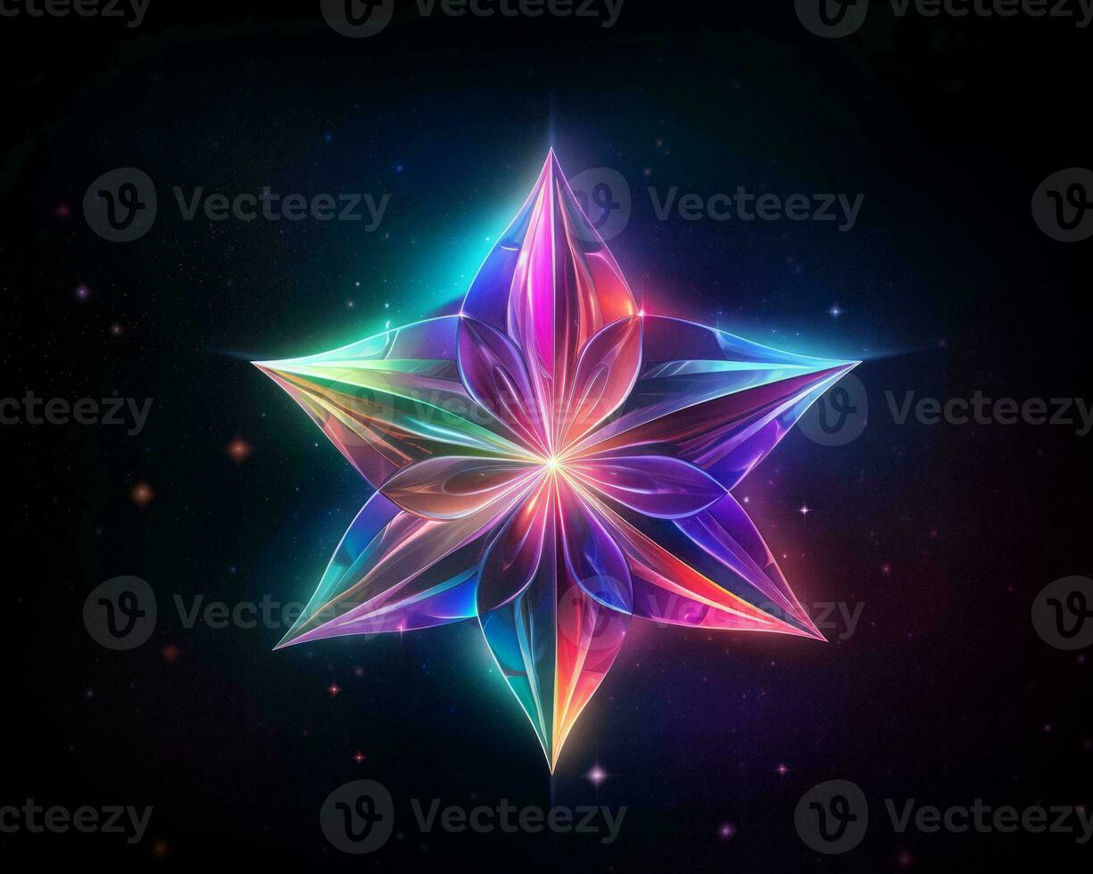 abstract colorful star on a black background with stars in the background generative ai photo