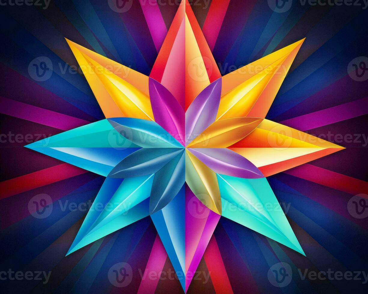 abstract colorful star on a black background generative ai photo