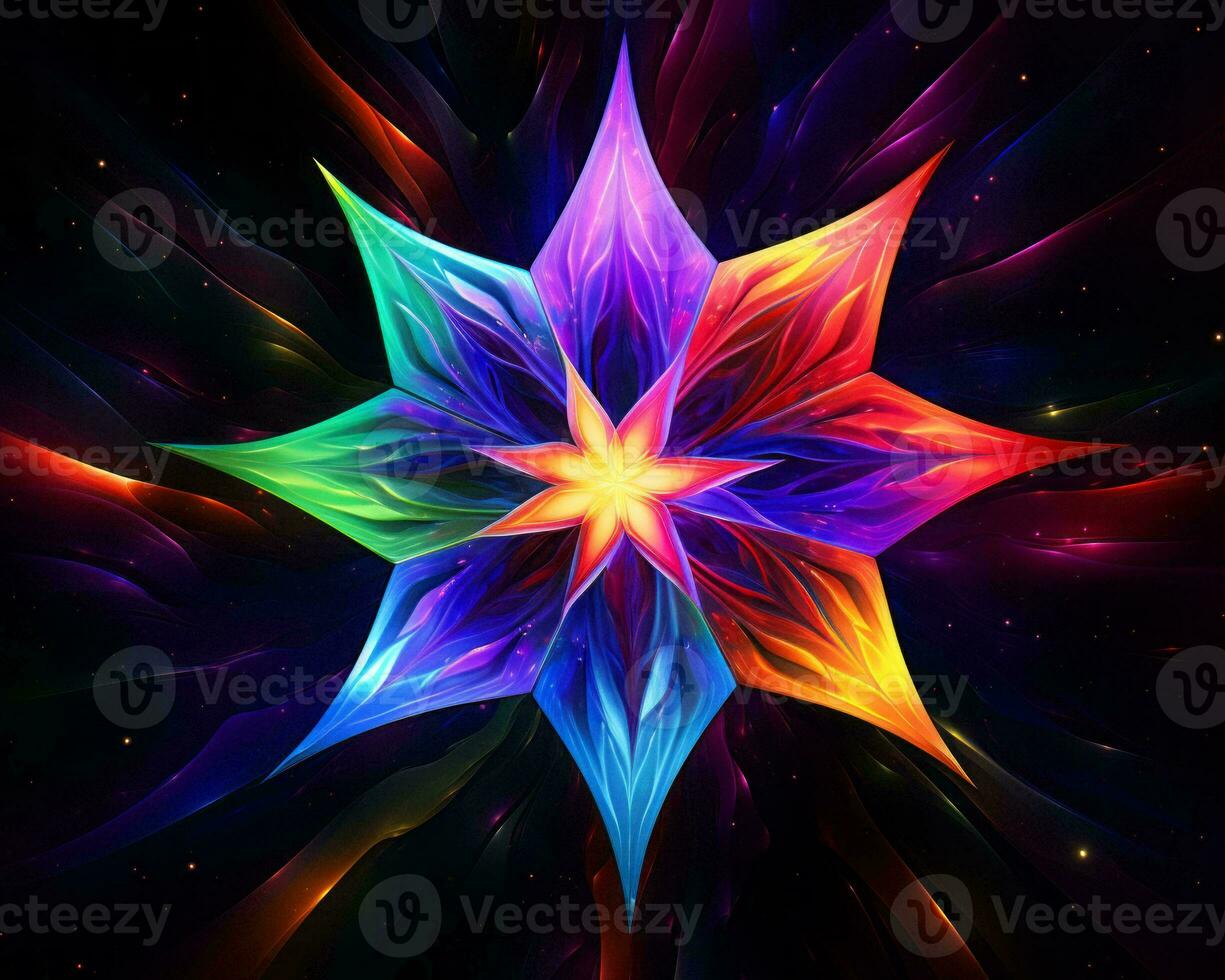 abstract colorful star on black background generative ai photo