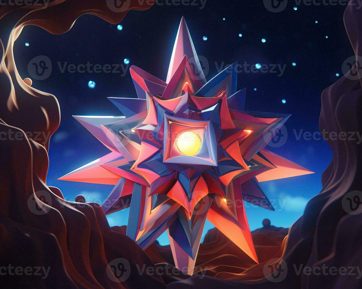 an abstract art piece with a star in the middle generative ai photo