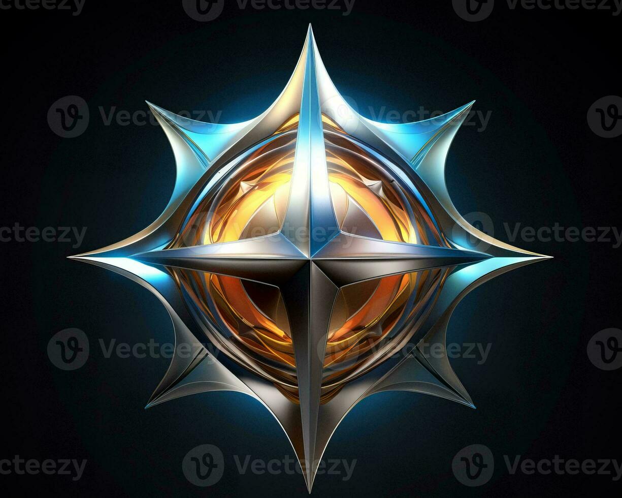 an abstract design of a star on a black background generative ai photo