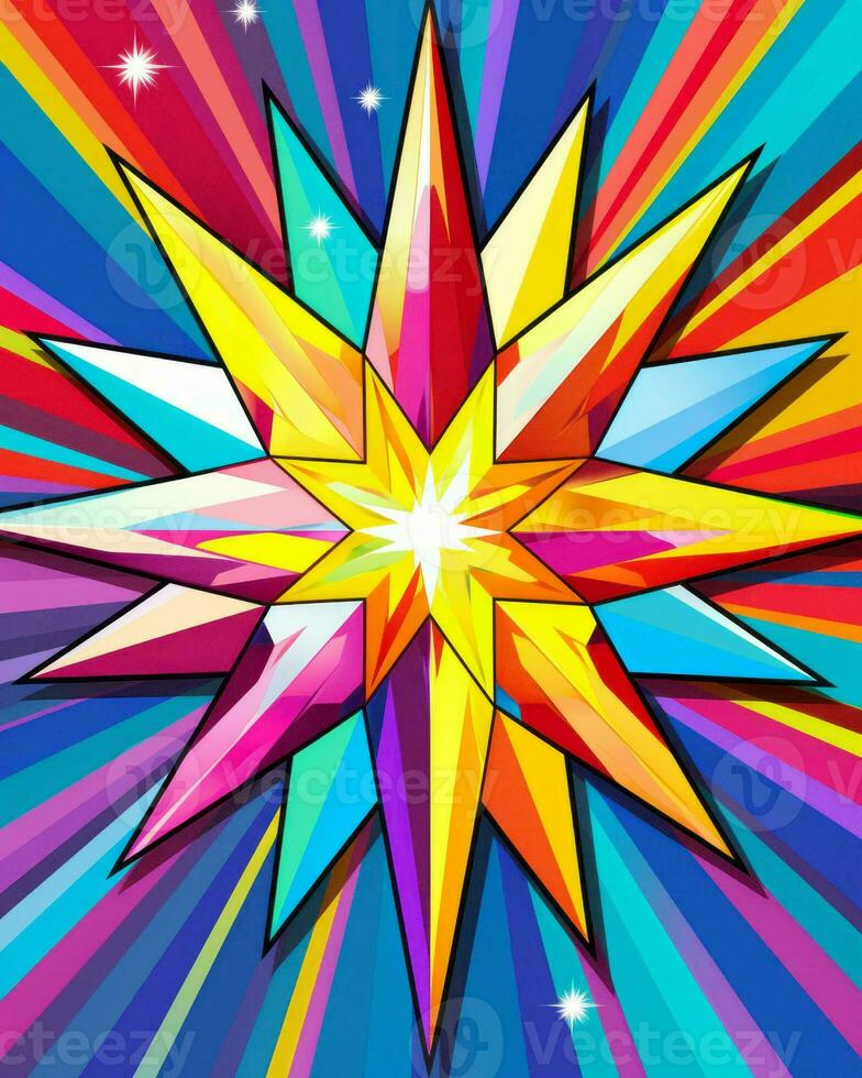 an abstract illustration of a starburst on a colorful background generative ai photo