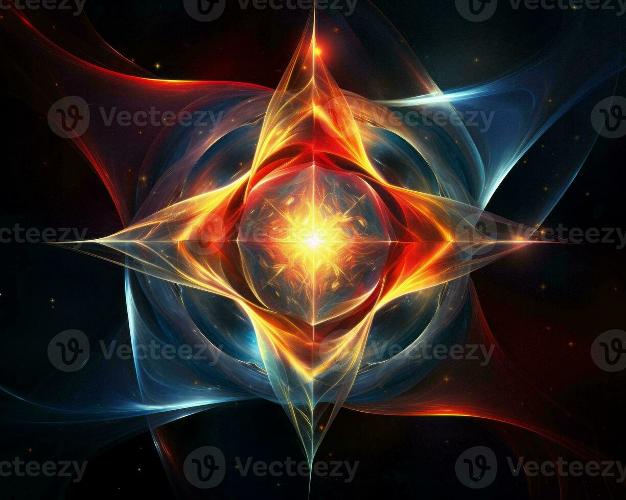 an abstract image of a star in the center of a dark background generative ai photo