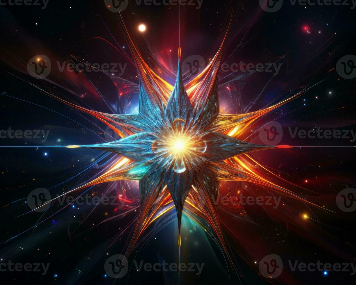 an abstract image of a star in the center of a dark background generative ai photo