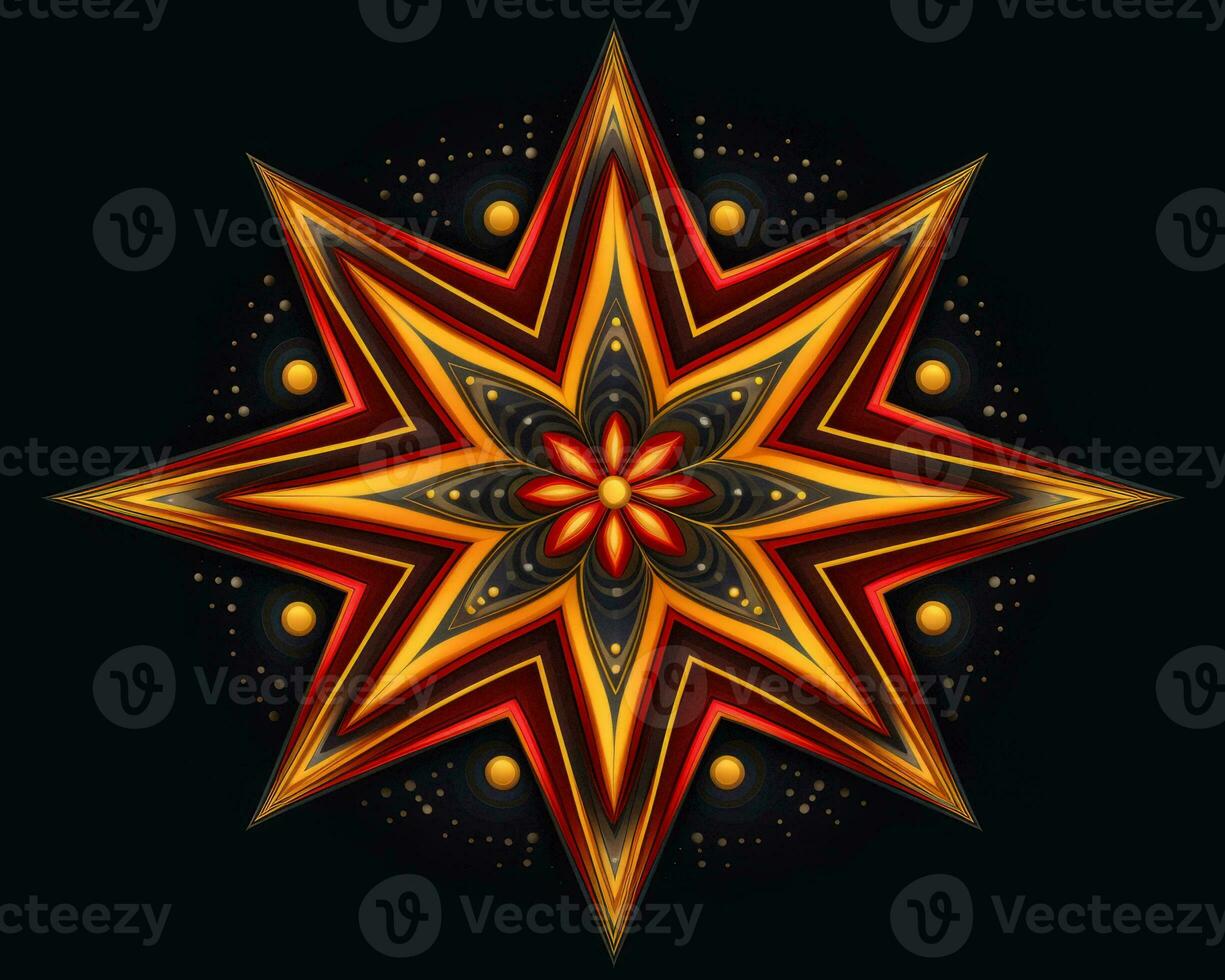 an abstract star design on a black background generative ai photo