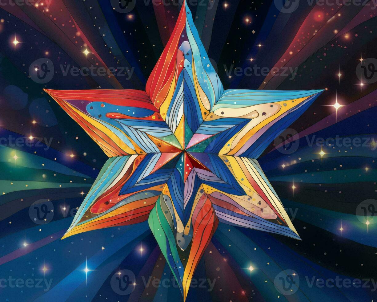 an abstract painting of a star with many colors generative ai photo