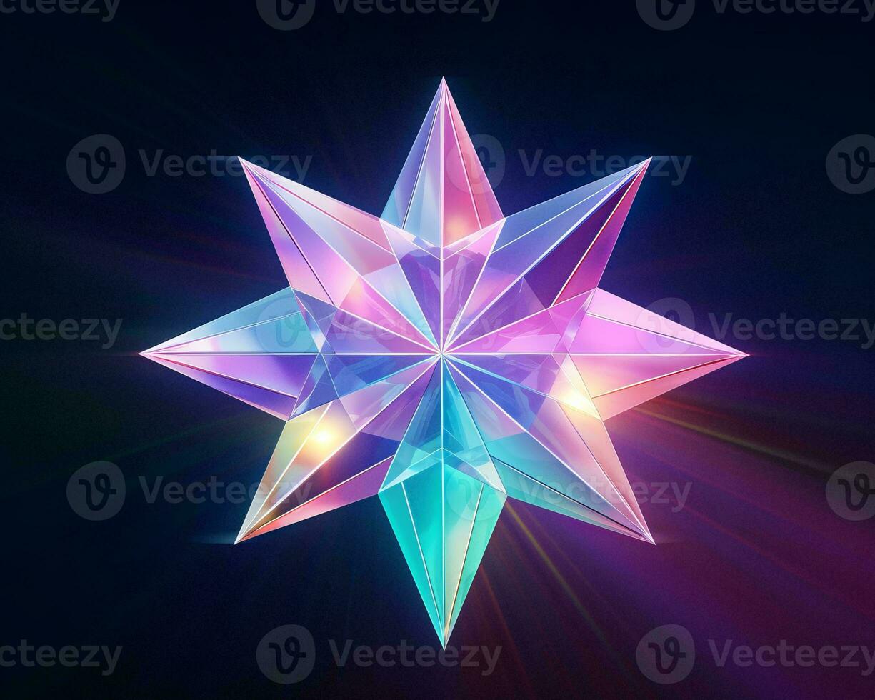 an abstract star with bright colors on a dark background generative ai photo