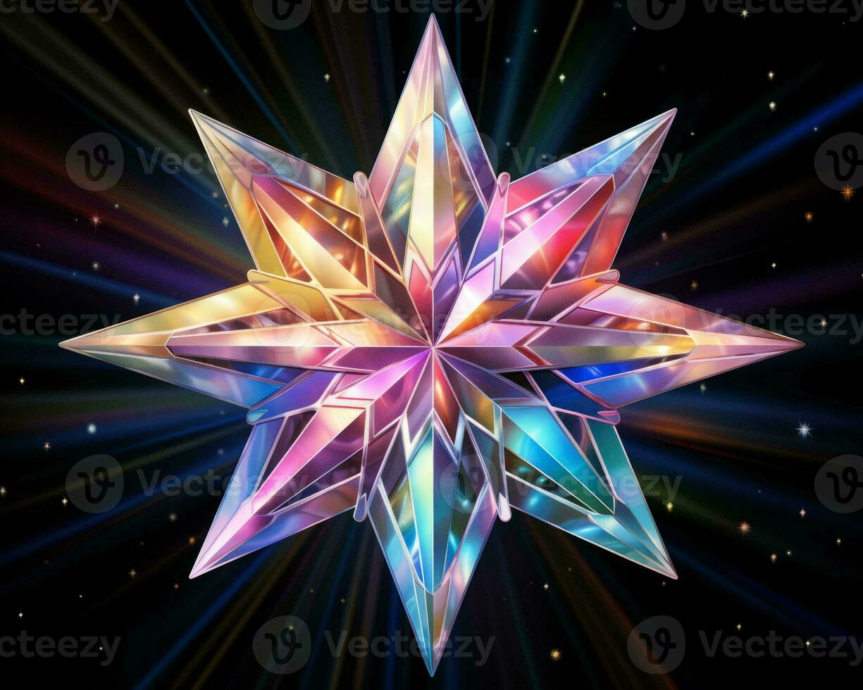 an abstract star with many colors on a black background generative ai photo