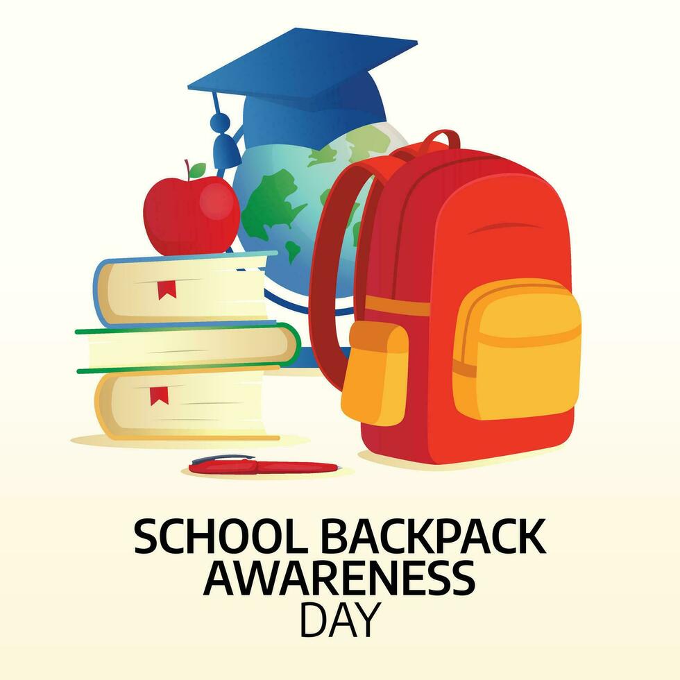 National School Backpack Awareness Day design template good for celebration usage. school backpack illustration design. vector eps 10.