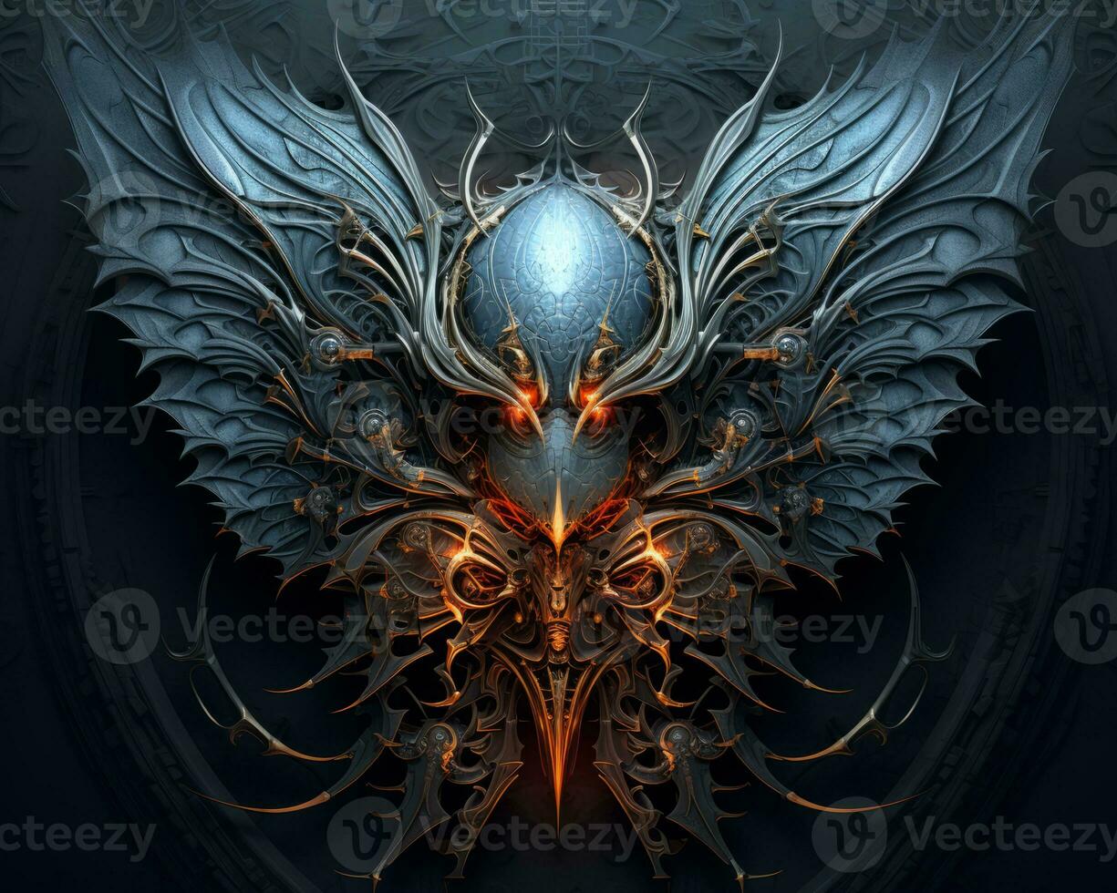 an artistic image of an angel with wings and a dark background generative ai photo