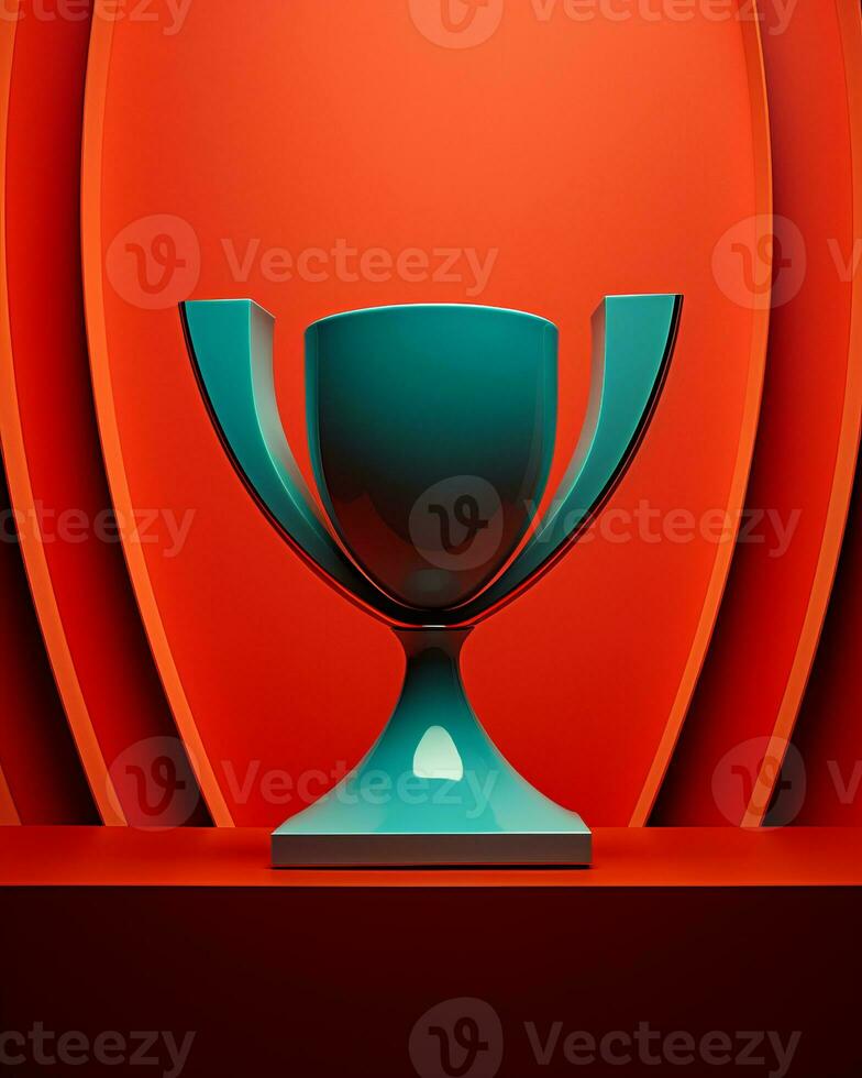 an award trophy on a red background generative ai photo
