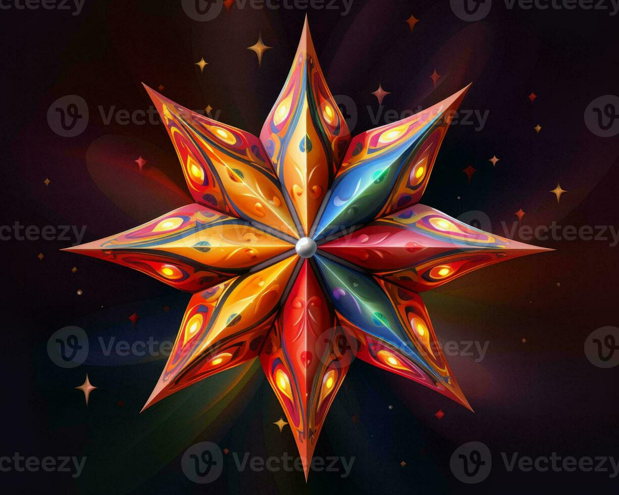 an illustration of a colorful star on a black background generative ai photo