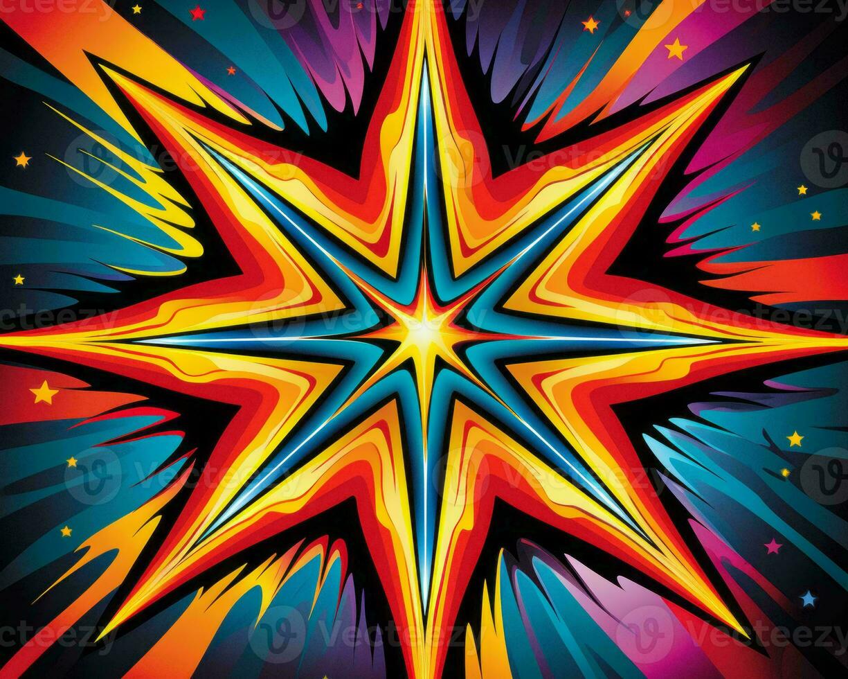 an illustration of a colorful star on a black background generative ai photo