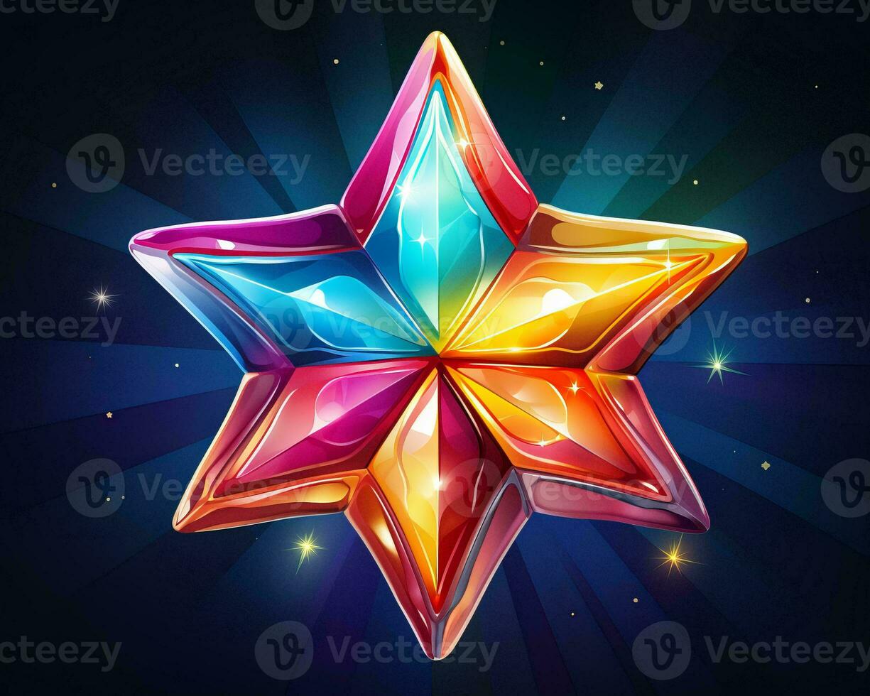an illustration of a colorful star on a black background generative ai photo