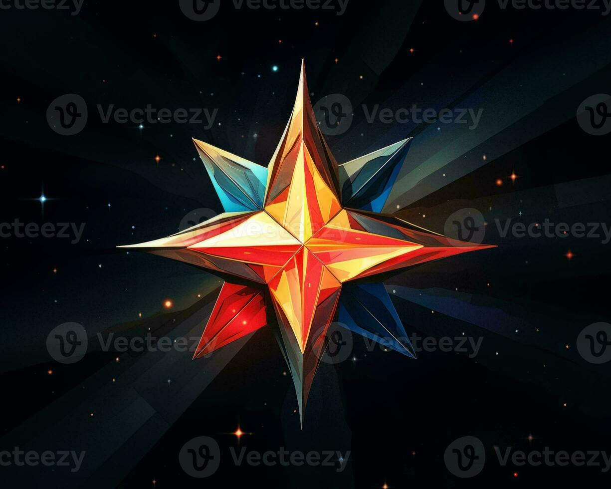 an illustration of a colorful star on a black background generative ai photo