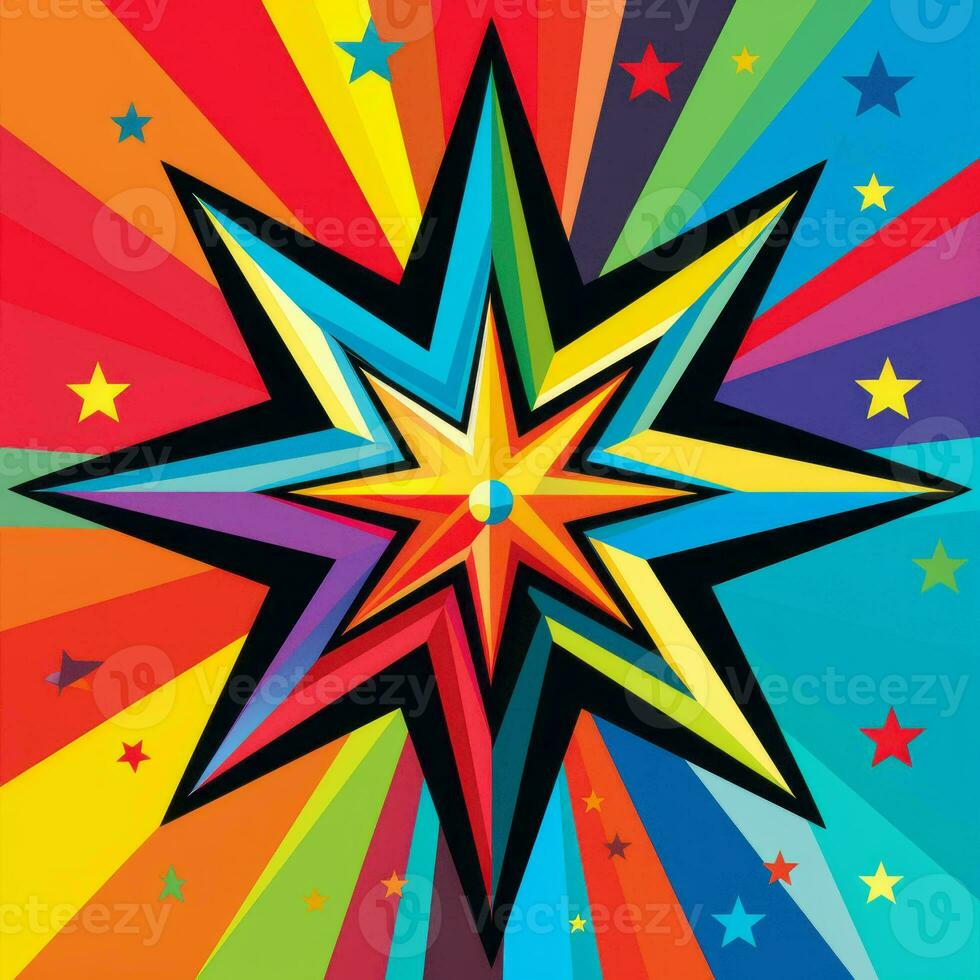 an illustration of a colorful star on a rainbow background generative ai photo