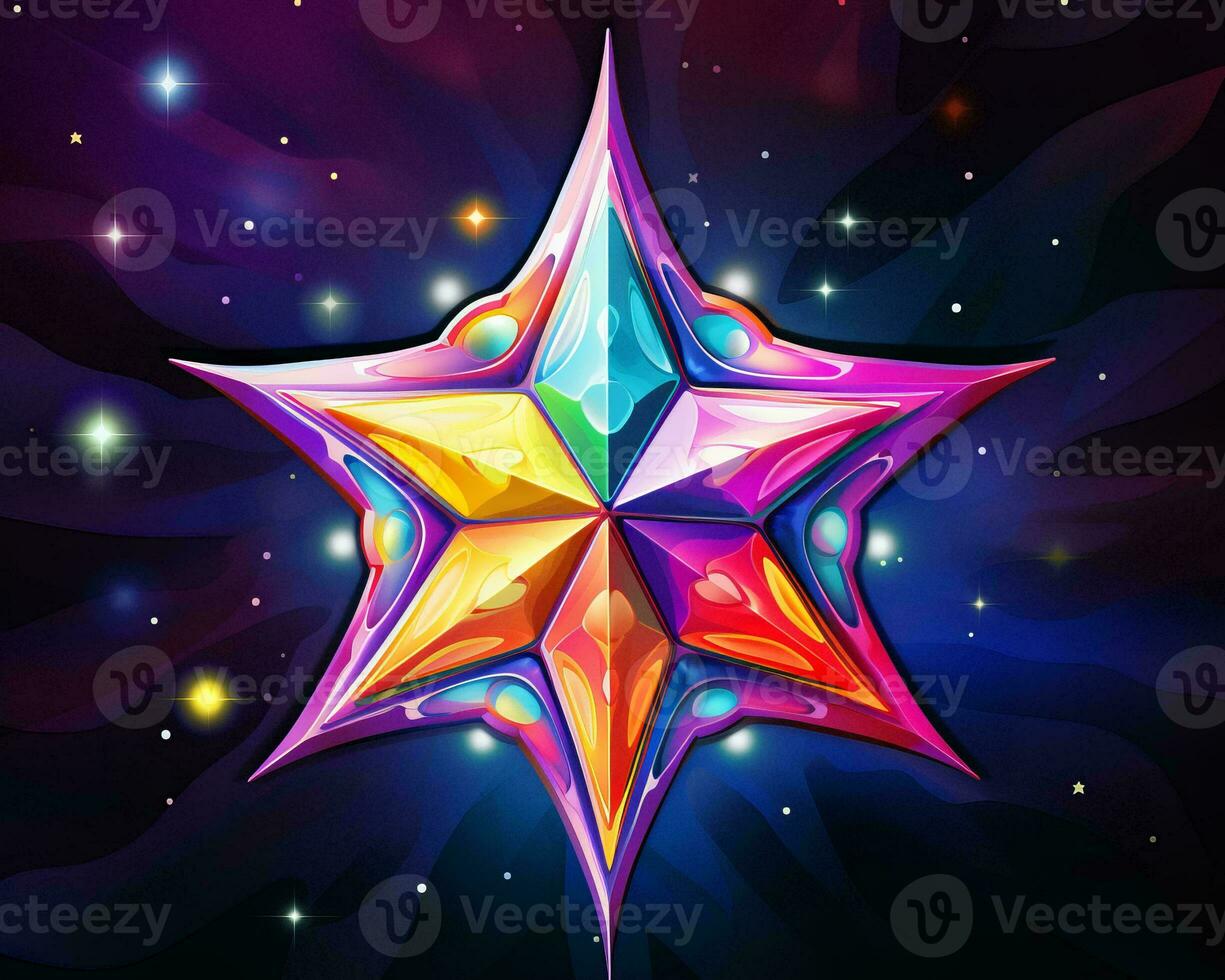 an illustration of a colorful star on a dark background generative ai photo
