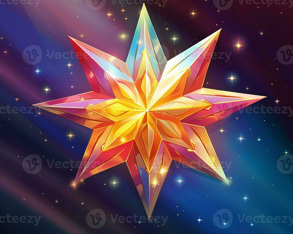 an illustration of a colorful star on a dark background generative ai photo