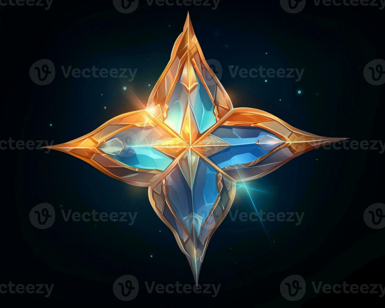 an illustration of a diamond star on a dark background generative ai photo