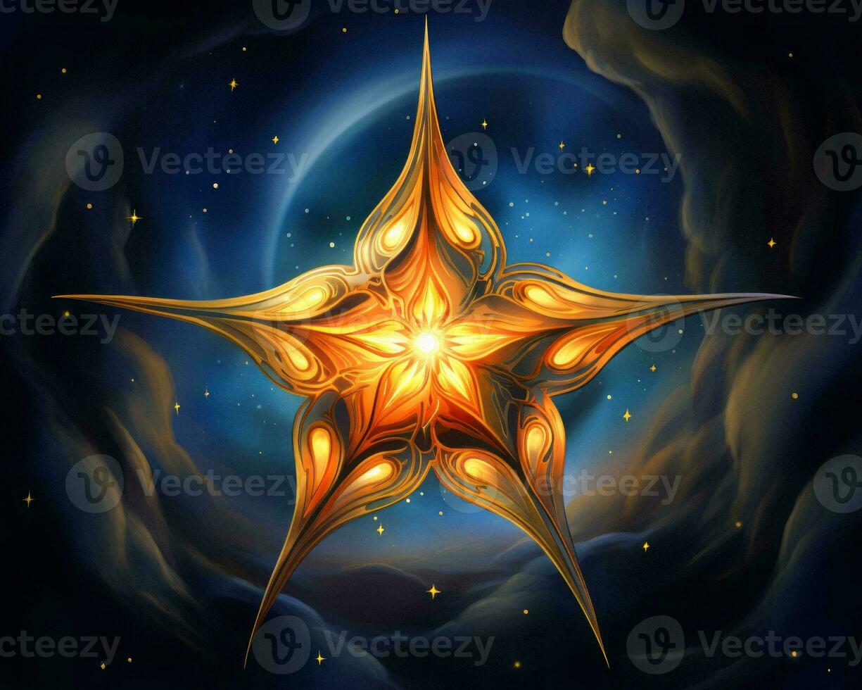 an illustration of a golden star on a dark background generative ai photo